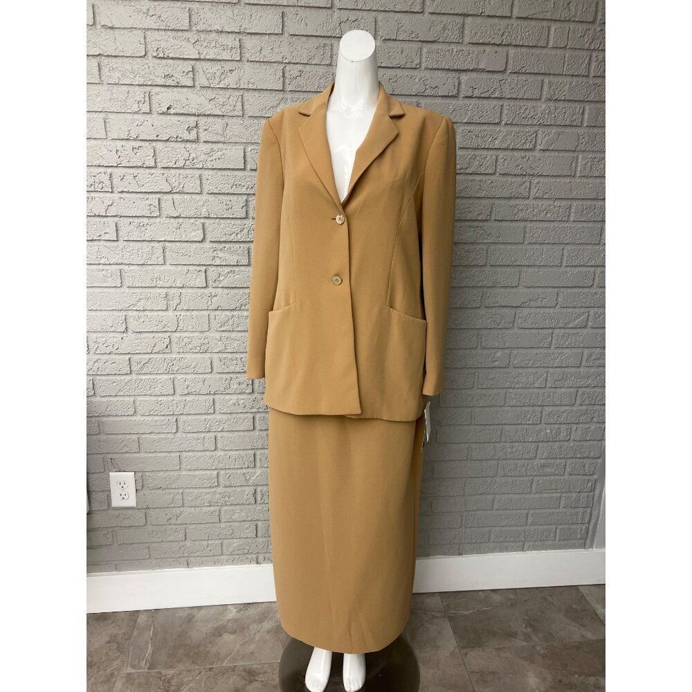 Rena Rowan Women's Caramel Professional 2 PCS Maxi Skirt Suit Size 12